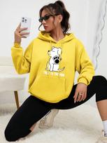 Talks To The Paw Funny Dog Printing Women Hooded Fashion Kawaii Hoodies Autumn Crewneck Warm Hoodie Casual Street Basic Clothing 3XL yellow