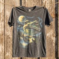 Frog Howling To The Moon Vintage Graphic T-Shirt, 90s Full Moon Animal Tee, Retro Cottagecore Nature Lover Gift, Forest Pond Frog Shirt XL black