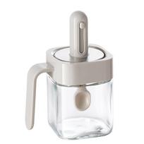 Glass Seasoning Jar With Spoon,Sugar Bowl Salt Shaker Pepper Spices Container,Kitchen Tools Supplies,Spice Storage Boxes one size smėlis