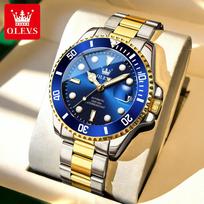 OLEVS 6650 Luxury Business Automatic Men's Watches Waterproof Luminous Stainless Steel Mechanical Wristwatch for Man blue