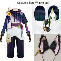 Tighnari Cosplay Costume Kostüm Halloween Karneval Outfits Ears Tail Wig for Comic Con XXL gray