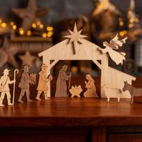 Wooden Nativity Scene Mini Wooden Nativity Scene Set Nativity Scene Decorations  Home Decor Style G
