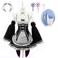 Anime Ram Rem Lolita Tarnaitės Cosplay Kostiumai Vestido Re:zero Kara Hajimeru Isekai Seikatsu Helovino Kostiumai Moterims Loli Suknelė XL gray