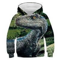 2025 M. Berniukų Šaunūs Hoodie Su Dinzaurų Raštu 3D Hoodie Ruduo Paaugliams Vaikams Gyvūnų Megztinis Berniukų ir Mergaičių Drabužiai Džemperiai 13-14 Years gray