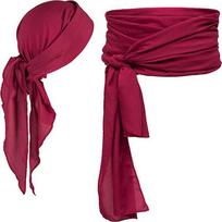 Halloween Pirate Costume Medieval Renaissance Linen Pirate Headscarf Belt Accessories Two-piece set vyno raudonos spalvos