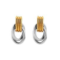 PONYKISS  Sterling Silver 18K Gold Distorted Geometric Stud Earrings for Women Trendy Fine  Minimalist Accessories white