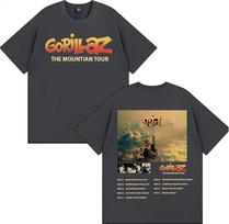 „Gorillaz“ grupės turas 2026 m. „The Mountian“ marškinėliai vyrams ir moterims, „Harajuku Hip Hop Streetwear“ marškinėliai, 100 % medvilnės, per dideli marškinėliai su „Oneck“ kaklu. S beige