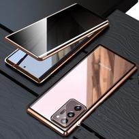 Privatumo apsauga Dvigubo šoninio grūdinto stiklo magnetinis telefono dėklas, skirtas Samsung Galaxy S23 22 Ultra 21 20 Note 20 Ultra 10 Dangtelis For S23Ultra auksas