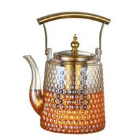 Premium Beam Pot Copper Handle Vintage Boiling Teapot Large Size Capacity Large Hole Sky Pot Top Borosilicate Glass Teapot Hammer Japanese gray