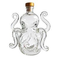 Octopus Whiskey Bottle Funny Decanter 320ml Unique 3D Glass Animal Liquor Dispenser auksinė
