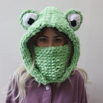 Women's autumn and winter knitted hat with frog eyes, warm ear protection, casual and versatile M(56-58cm) šviesiai žalios spalvos