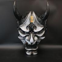 Prajna Mask Horror fest Costume Ghost Costume Samurai Oni Mask Carnival Event Terror Demon Prajna Mask Resin Requisite Special day Keepsake gray