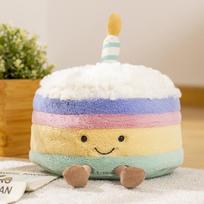 Cute Cake Eclair Plush Toys Soft Stuffed Toys for Kids & Adults Kawaii Dessert Themed Home Decor Gift Huggable Collectible Plush white