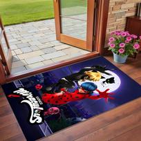 Anti‑Slip Crystal Velvet Floor Rug, Miraculous Ladybug Design Carpet for Indoor Living Bedroom Home Decoration 40cmx60cm white