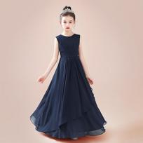 Girls Princess Evening Dress For Violin Piano Recital Performance Host Speech Competition 110 tamsiai mėlyna spalva
