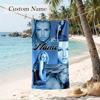 Britney Spears Custom Name Printed Beach Towel Personalized Soft Towel For Swimming Beach Travel 70cmx140cm(27x55inch) gray