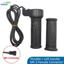 Electric Bicycle Twist Throttle Hall Sensor Turn Handle Accelerator 1.5m for Electric Scooter Ebike E-bike Motorcycle Tricycle Throttles 2 Throttle Kit SM3 F black