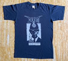 DOOM Doomageddon 80s vintage diy black t-shirt very rare L blue
