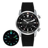 BERNY Automatic Diver Men Watch 200M Waterproof Miyota 8215 Sappire AR Coated Silicone Sports Swim Wristwatch Men's Diver Watch black