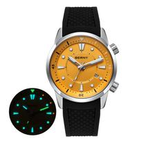 BERNY Automatic Diver Men Watch 200M Waterproof Miyota 8215 Sappire AR Coated Silicone Sports Swim Wristwatch Men's Diver Watch orange