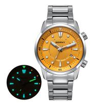 BERNY Automatic Diver Men Watch 200M Waterproof Miyota 8215 Sappire AR Coated Silicone Sports Swim Wristwatch Men's Diver Watch orange