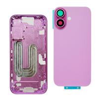 Galinis korpusas iPhone 16-16plus-16Pro Max Baterijos galinis dangtelis Galinės durelės Vidurinis važiuoklės rėmas + SIM dėklas Šoninio mygtuko dalys 16 plus pink