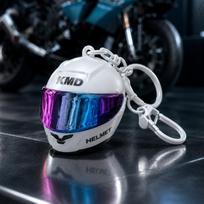 3D Light Up Helmet Key Fob Light Up Portable Keychain Pendant Cool Helmet Bag Charm  For Biker Non Luminous White white