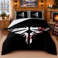 The Last Of Us Pattern Bedding 3Pcs Set Bed Sheet And Pillowcases For Indoor Bedroom 135cmx200cm white