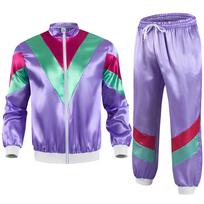 80-ųjų 90-ųjų apranga vyrams moterims Retro sportinis kostiumas vyrams Hip Hop vėjo striukė 90-ųjų Disco sportinė apranga vakarėliui cosplay L blue