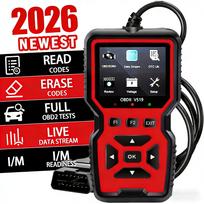 V519 Profesionalus OBD2 skaitytuvas – USB maitinamas automobilio diagnostikos įrankis su realaus laiko duomenų srautu, visapusiškas OBD II testavimas (Paruoštas techninei apžiūrai, Bod2/Eobd), Cle raudona
