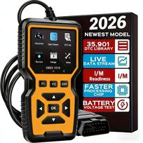 V519 Profesionalus OBD2 skaitytuvas – USB maitinamas automobilio diagnostikos įrankis su realaus laiko duomenų srautu, visapusiškas OBD II testavimas (Paruoštas techninei apžiūrai, Bod2/Eobd), Cle geltona