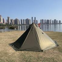 Flame Retardant Pyramid Tent with Built-in Wood Stove for Winter Camping Standard: 1 Person beige