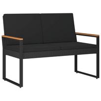 vidaXL Lauko suolas 2 -Seater 107 x 61 x 80 cm poliratanas Juoda