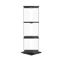 Stiklinė vitrina 38x38x121 cm, 360° pasukama, su RGB LED, 3 lentynos, mediena, juoda