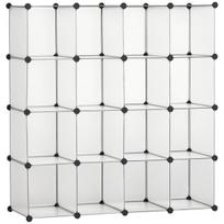 Modulinė lentyna su 16 stalčių, pastatoma, balta, 125 x 32 x 125 cm