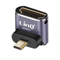 HDMI moteriškas adapteris į Micro HDMI vyrišką 8K UHD kampinis 90° LinQ Pilkas