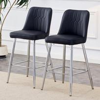 Baro kėdės, 100 cm, juoda PU oda, metalinis rėmas, 2 vnt