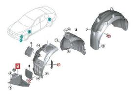 BMW G30 G31 PRIEKINIO RATO ARKOS KAIRĖS PUSĖS APATINIO SPARNO ĮDĖKLO DANGTIS ORIGINALUS 51757340743