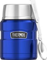 Termosas maistui su sulankstomu šaukštu ir puodeliu, 470 ml, mėlynas