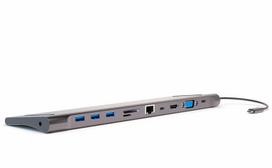 USB HUB 4smarts Nešiojamojo kompiuterio stovelis HUB 11in1 HDMI/VGA/2xUSB-C/3xUSB-A/RJ45/SD/MMC/MicroSD/TF/AUX