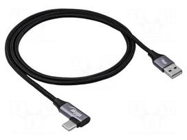 Cable | USB 2.0 | USB A plug,USB C angled plug | nickel plated | 1m