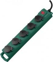 Brennenstuhl Super-Solid SL 554 IP54 5-Outlet Outdoor Power Strip with Switch (green/black, 5 meters)