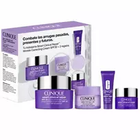 CLINIQUE_SET „Smart Clinical Repair“ koreguojantis rinkinys: veido kremas nuo raukšlių su SPF30, 50 ml + serumas raukšlėms koreguoti, 10 ml + koreguojantis kremas nuo raukšlių aplink akis, 5 ml + balzamas makiažui nuvalyti ir veidui valyti, 15 ml
