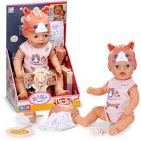 Baby Born lėlė Katės suknelė 839560, 43 cm, 6 vnt., 8 funkcijos, be baterijų, gėrimas, sauskelnės, puodukas, maudymasis, miegas