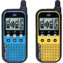 Vtech Kidi Talkie 80-518564, racija, 200m, 28mm garsiakalbis, LCD ekranas, 4 žaidimai, balso keitiklis, mėlyna geltona, 2 vnt
