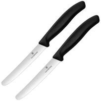 Victorinox Swiss Classic Black Virtuvinis peilis su dantyta geležte ir suapvalintu galu, 2 vnt.