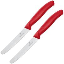 Victorinox Swiss Classic Red Virtuvinis peilis su dantyta geležte ir suapvalintu galu, 2 vnt.