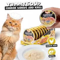 UNIQ PETS YUMMY SOUP sriuba su vištienos gabalėliais ir kriliu katėms 30 g x 8 vnt.