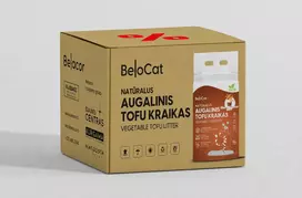 Kačių kraikas BeloCat TOFU - Karamelinio Macchiato kvapo | 6 L / 2,5 kg - 8 vnt. × 6 L