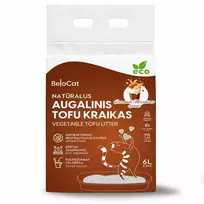 Kačių kraikas BeloCat TOFU - Karamelinio Macchiato kvapo | 6 L / 2,5 kg - 1 vnt. × 6 L